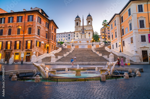 Piazza di Spagna square with Spanish Steps in Rome at night, Italy