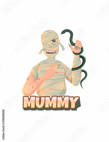 Halloween day celebration with mummy costume and wild snake