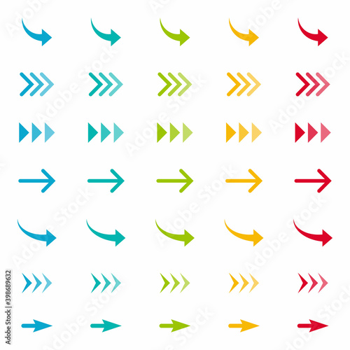 Arrow icons vector illustration set, colorful arrow collection