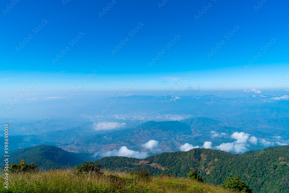 beautiful mountain layer with clouds and blue sky beautiful mountain layer with clouds and blue sky