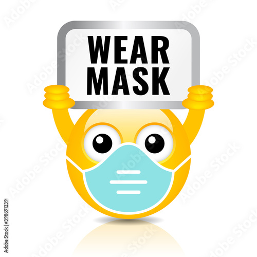 Wear face mask vector sign
