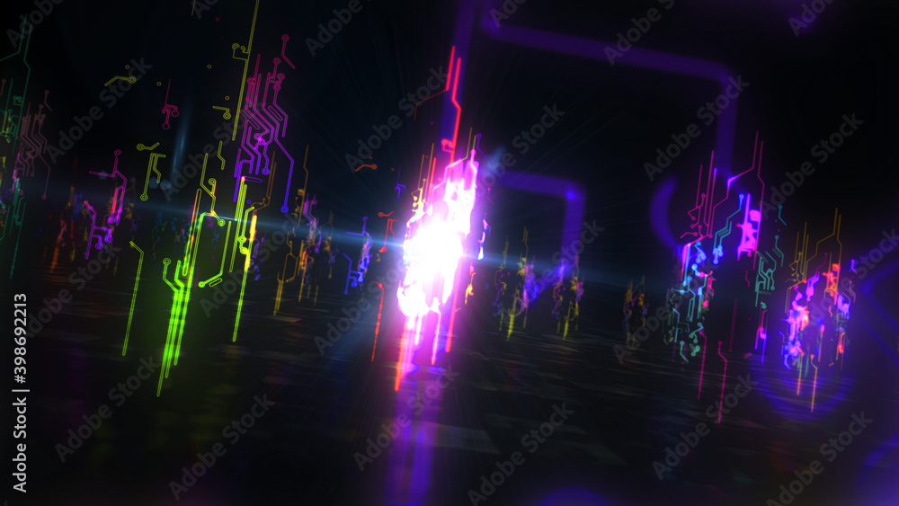 Abstract hyperspace travel loopable seamless 3d illustration
