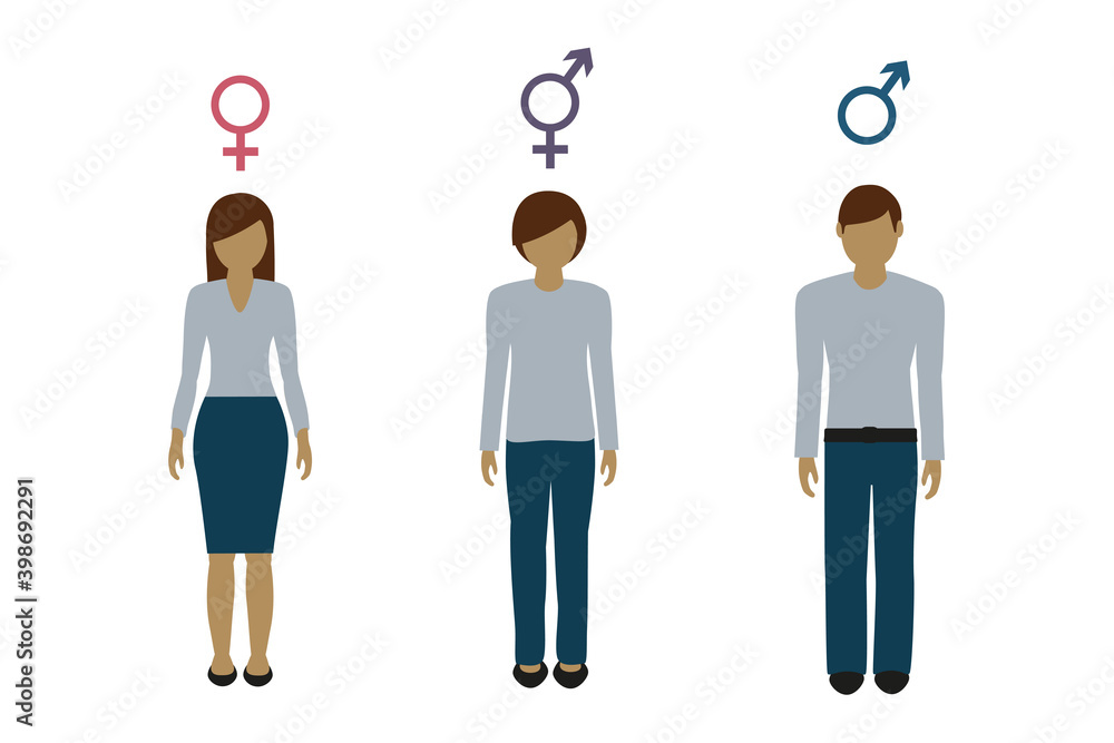 gender characters female male and neutral vector illustration EPS10