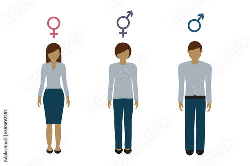 gender characters female male and neutral vector illustration EPS10