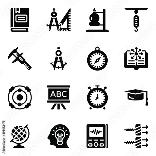 
Pack of Physics Equipment in Solid Icons
