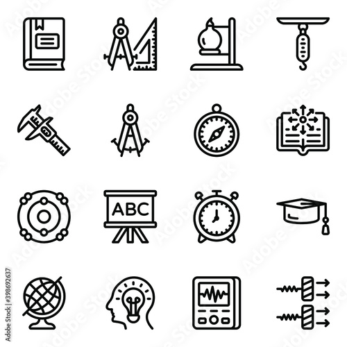 
Pack of Physics Equipment in Solid Icons
