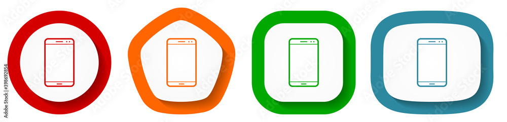 Smartphone vector icon set, mobile phone flat design buttons on white background Smartphone vector icon set, mobile phone flat design buttons on white background