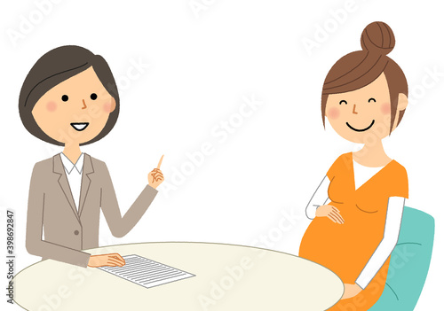 相談する妊婦　産前サポート