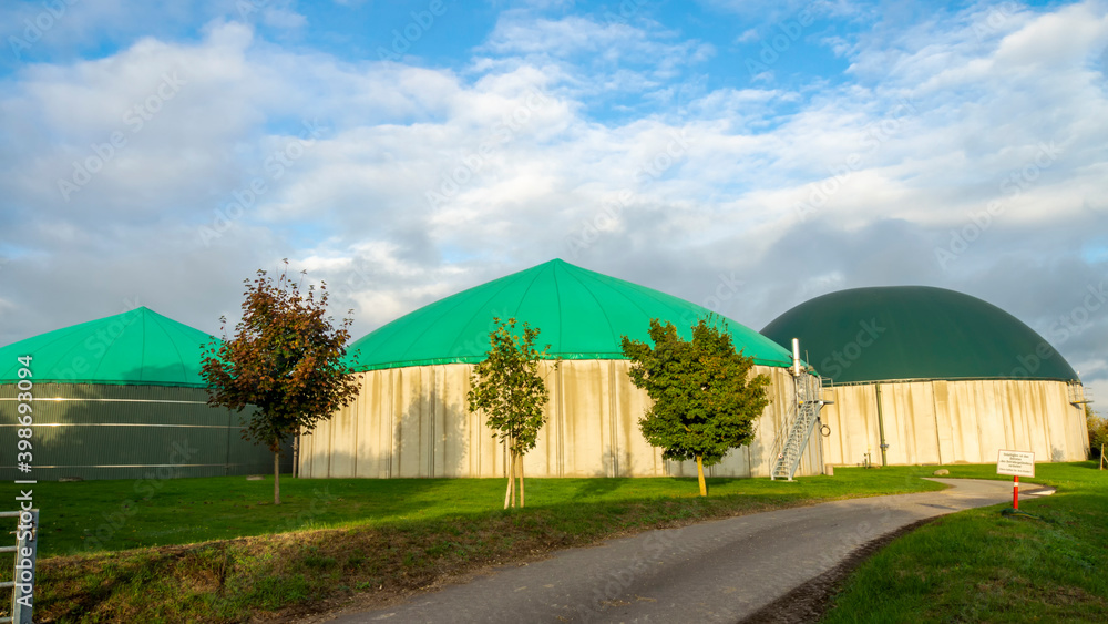 A biogas plant is used to generate biogas by fermenting biomass
