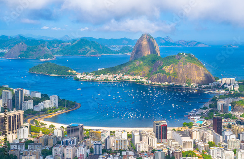Beautiful cityscape of Rio de Janeiro city with Sugarloaf Mountain and Guanabara Bay - Rio de Janeiro, Brazil photo