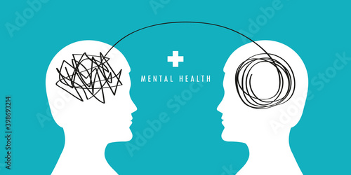 mental health man brain silhouette psycho therapy concept vector illustration EPS10