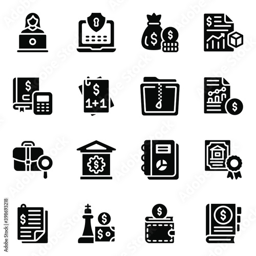 
Pack of Financial Strategy and Agreement Glyph Icons 
