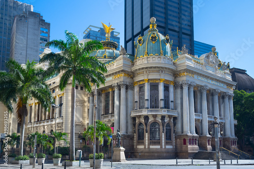 Beautiful view of Theatro Municipal Opera House ( Municipal Theater) - Rio de Janeiro, Brazil