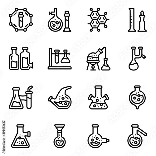 
Pack of Chemistry Experiments in Solid Icons

