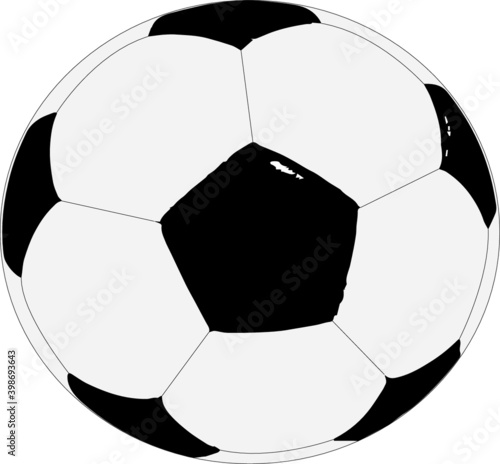 Black and white soccer ball. Round football ball isolated on white background vector illustration.