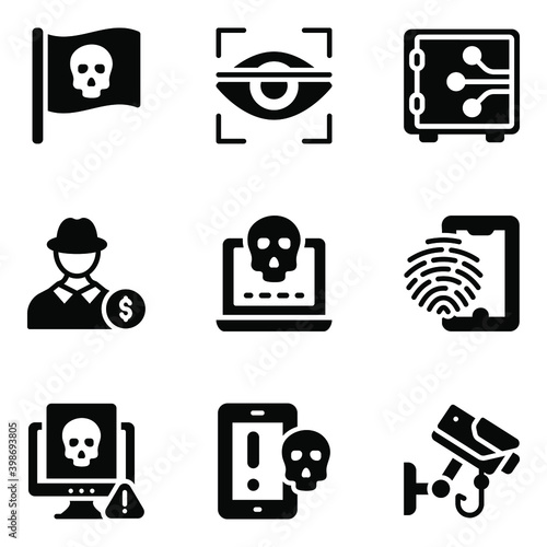 
Pack of Cyber Protection Solid Icons
