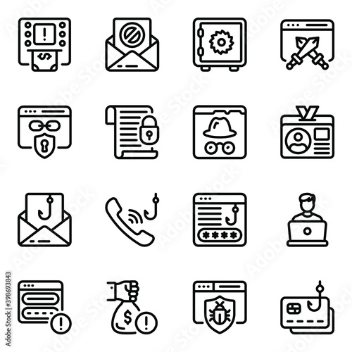 
Cybercrime and Phishing Solid Icons
