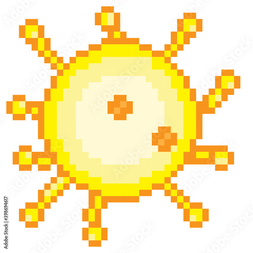 The sun pixel art. Vector picture. © Sudakarn