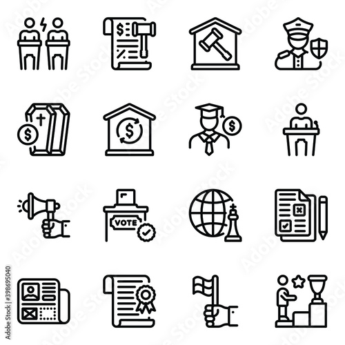 
Pack of Political Tools Glyph Icons 
