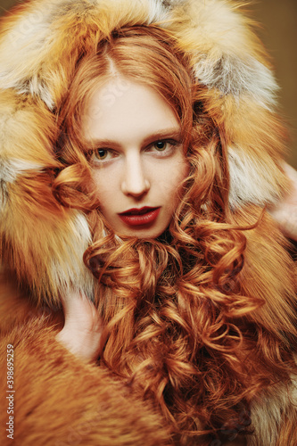 attractive model in furs