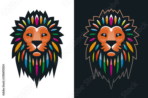 Colorful Lion Head Logo Design