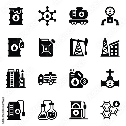 
Pack of Oil Refinery Equipments Glyph Icons 
