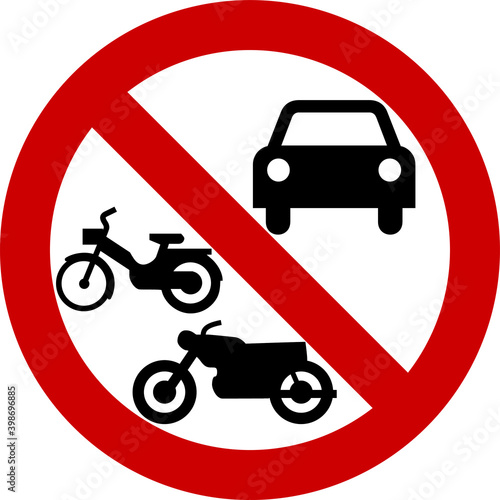 No motorcycles and cars sign