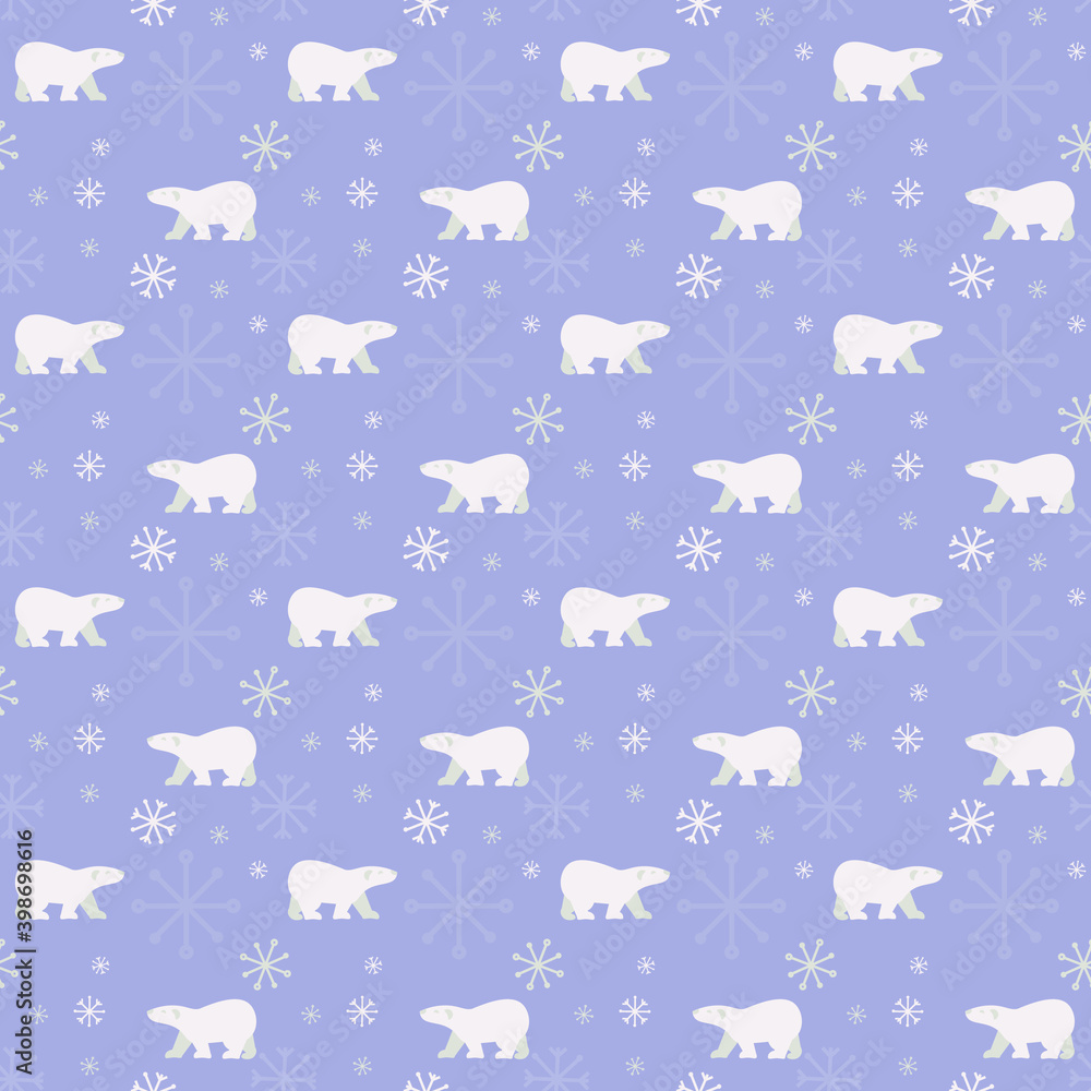Seamless pattern with polar bears designed in minimalist flat style Seamless pattern with polar bears designed in minimalist flat style