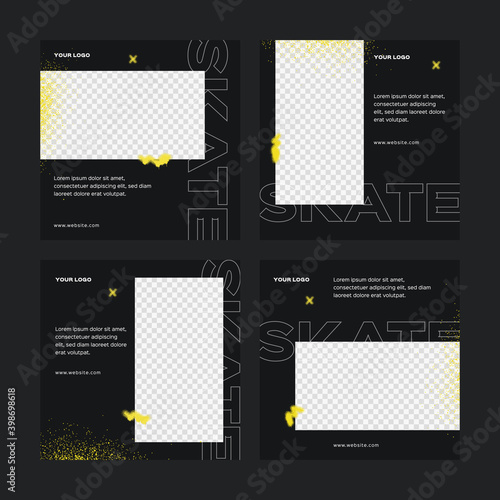 Skateboarding social media post set.