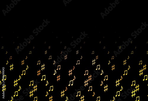 Fototapeta Naklejka Na Ścianę i Meble -  Dark Yellow, Orange vector texture with musical notes.