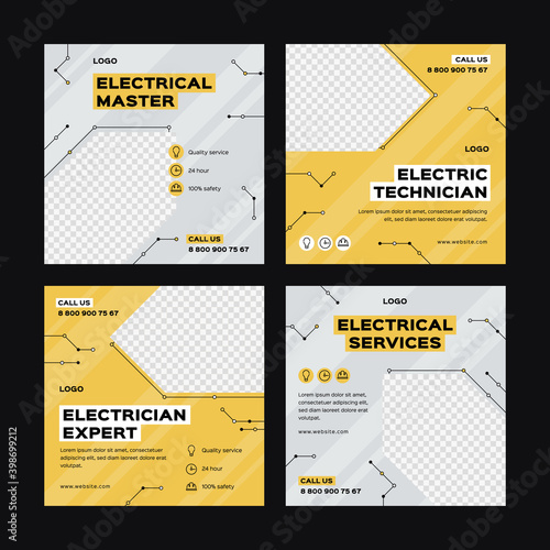 Electricity social media post set.