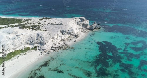 Aerial Footage of gorgeous Hamelin Bay where Stingrays can be seen in the shallows. Tourism, Western Australia.