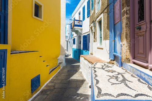Mandraki Village street view in Nisyros Island. Nisyros Island is populer tourist destination on Aegean Sea.