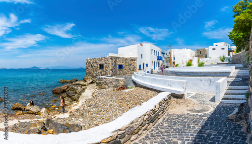 Mandraki Village street view in Nisyros Island. Nisyros Island is populer tourist destination on Aegean Sea.