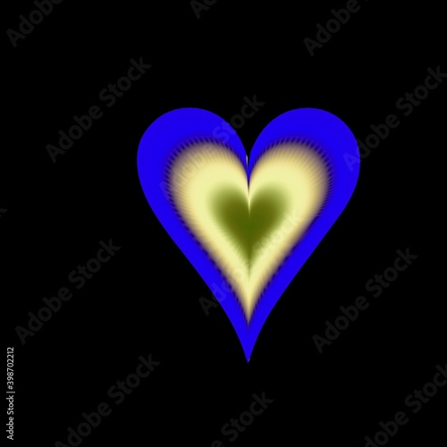 heart symbol with patterns on a black background. close-up.