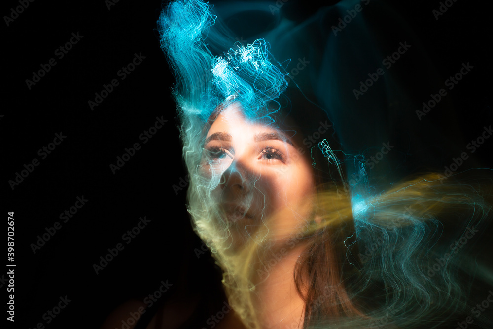 lightpainting portrait, new art direction, long exposure photo without photoshop, light drawing at long exposure lightpainting portrait, new art direction, long exposure photo without photoshop, light drawing at long exposure