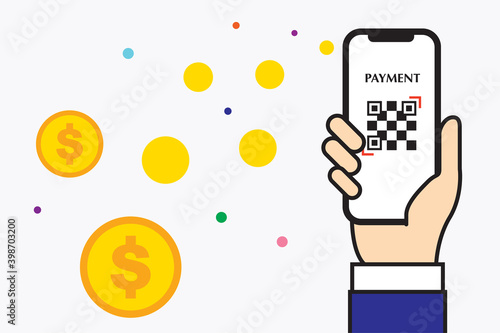 スマホのQRコードでキャッシュレス決済 Cashless payment by QR code on a smartphone