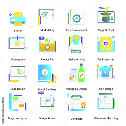 
Flat Gradient Concept Icons of Designing and Digital Artwork
