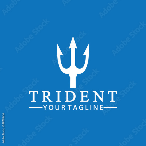 Vintage Trident Spear of Poseidon Neptune God Triton King logo design