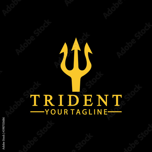 Vintage Trident Spear of Poseidon Neptune God Triton King logo design