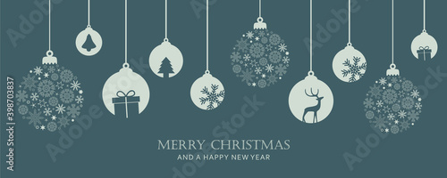 merry christmas card with hanging ball decoratoin vector illustration EPS10
