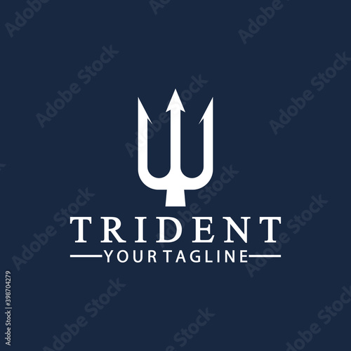 Vintage Trident Spear of Poseidon Neptune God Triton King logo design