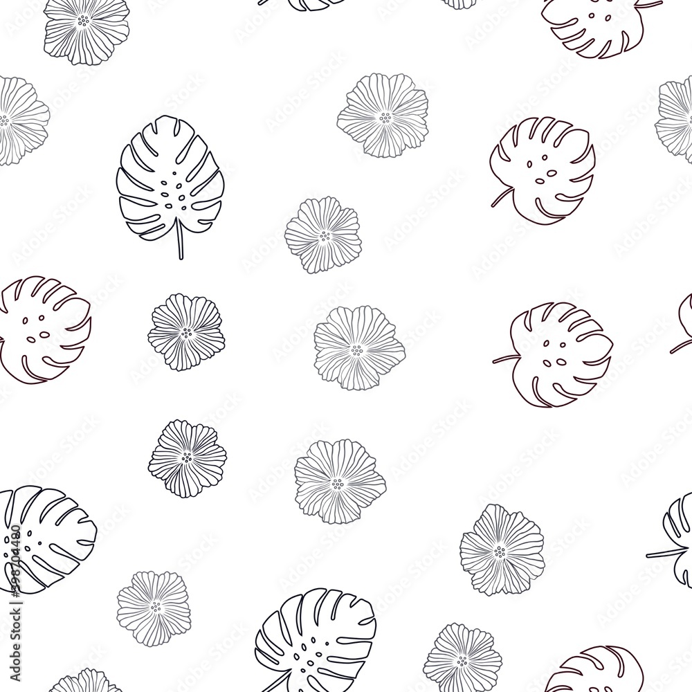 Dark Red vector seamless doodle background with flowers, leaves. Dark Red vector seamless doodle background with flowers, leaves.
