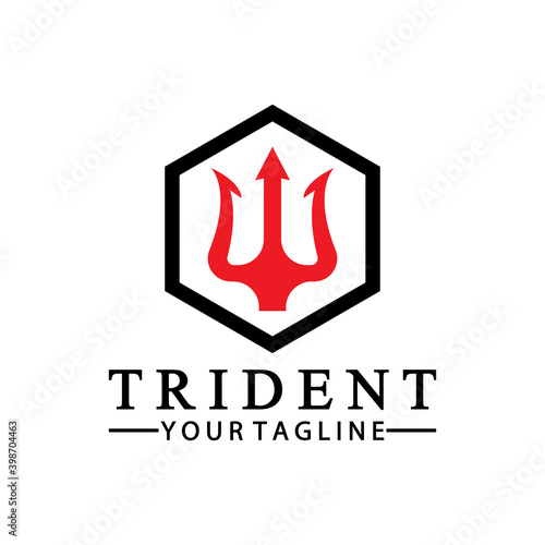 Vintage Trident Spear of Poseidon Neptune God Triton King logo design