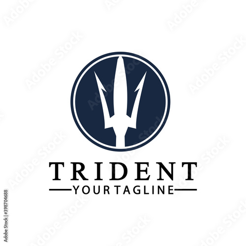 Vintage Trident Spear of Poseidon Neptune God Triton King logo design
