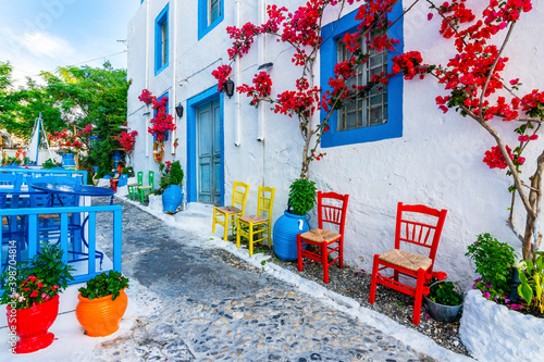 Fototapeta Naklejka Na Ścianę i Meble -  Beautiful street view in Kos Island. Kos Island is a popular tourist destination in Greece.