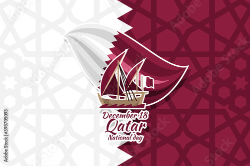 December 18, Qatar National Day Vector Illustration. Suitable for greeting card, poster and banner.