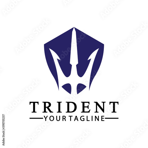 Vintage Trident Spear of Poseidon Neptune God Triton King logo design