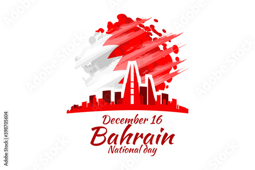 December 16. Happy National day of Bahrain Vector Illustration. Suitable for greeting card, poster and banner.