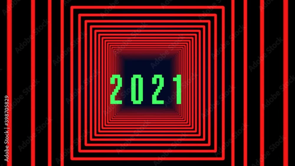 Happy New Year 2021 Abstract Background. Square tunnel. Happy New Year 2021 Abstract Background. Square tunnel.